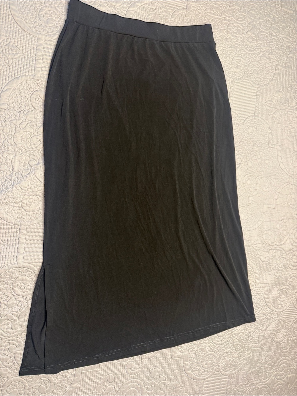 JM Collection Black Midi Skirt with Side Slit